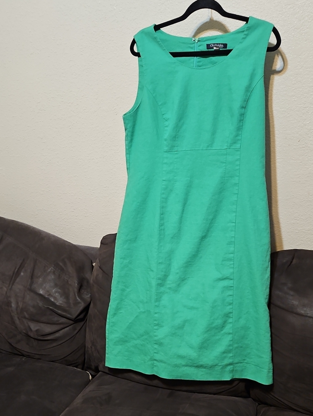 Chadwicks Green Linen Blend Sleeveless Dress